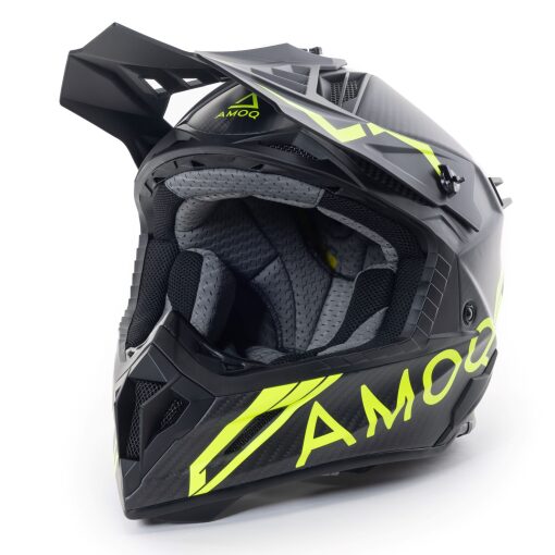 Amoq Friction hjálmur carbon svartur/gulur